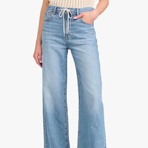 madewell superwide leg jeans with string belt